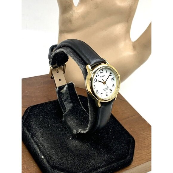 Timex Women's Watch T2H341 Indiglo Quartz Black Leather Band Petite Date 25mm - Picture 14 of 14